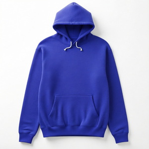 Sweat-shirt à capuche bleu uni pour homme, manches longues, pull décontracté avec poche kangourou - Product Image 1