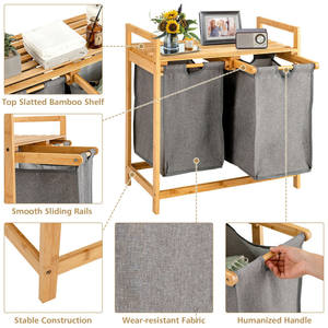 Bsci Lfgb Panier à linge à double compartiment Panier à linge en bambou - Product Image 6