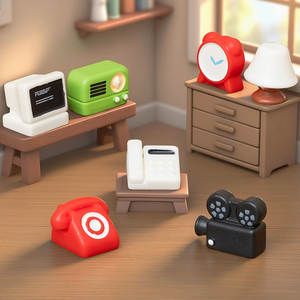 Creative Resin Mini Retro Home Appliances Figurine <b>Miniatures</b> Radio Computer Landline Projector Charm Ornaments DIY Accessories - Product Image 2