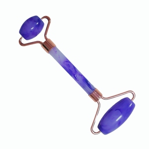 Durable Violet Resin Face Roller with Rose Gold Frame Dual-Sided Crystal <b>Massage</b> Roller for Skincare - Product Image 5