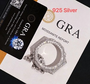 嘻哈风格钻石测试仪手表表壳 GA2100 镀冰效果 925 银手表配件莫桑石手表表圈 - Product Image 4
