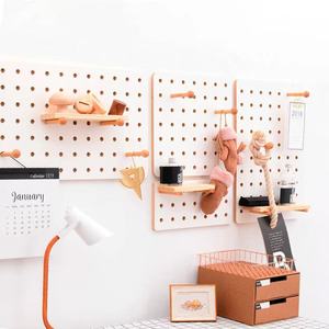 Nordic Hanging Solid Wood <strong>Peg</strong> Board Display Stand Kitchen Bar Bedroom Living Room Decorative Wall Mounted <strong>Pegboard</strong> - Product Image 2
