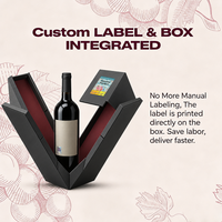 Boîte à vin rigide pliable de luxe recyclable avec étiquette VOID personnalisée, emballage cadeau pour une seule bouteille de vodka, whisky, bière, tequila