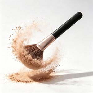 Pinceau éventail <span class=keywords><strong>Docolor</strong></span> à manche en bois et virole en aluminium pour le visage et le corps, professionnel, pour l'illumination, le blush et le bronzant, poils synthétiques doux - Product Image 5