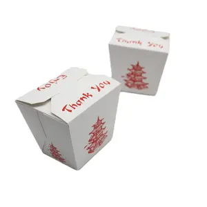 高品质微波面食方形牛皮纸外卖食品盒白色面条包装盒带手柄