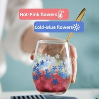 Tasse à bière en verre magique personnalisée, fleurs de cerisier transparentes, tasse à couleur changeante, tasse à café créative, vente en gros