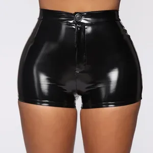Shorts Neri da <span class=keywords><strong>Donna</strong></span>, in Pelle PU, con Bottoni, Elasticizzati, <span class=keywords><strong>Costume</strong></span> Sexy da Strada, Slim Personalizzati, Moda Estiva - Product Image 2