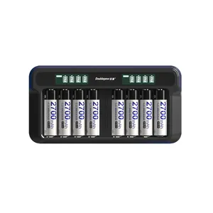 New arrival 8-Bay Rechargeable Battery Charger with USB cable Compatible with Ni-MH AA AAA Batteries