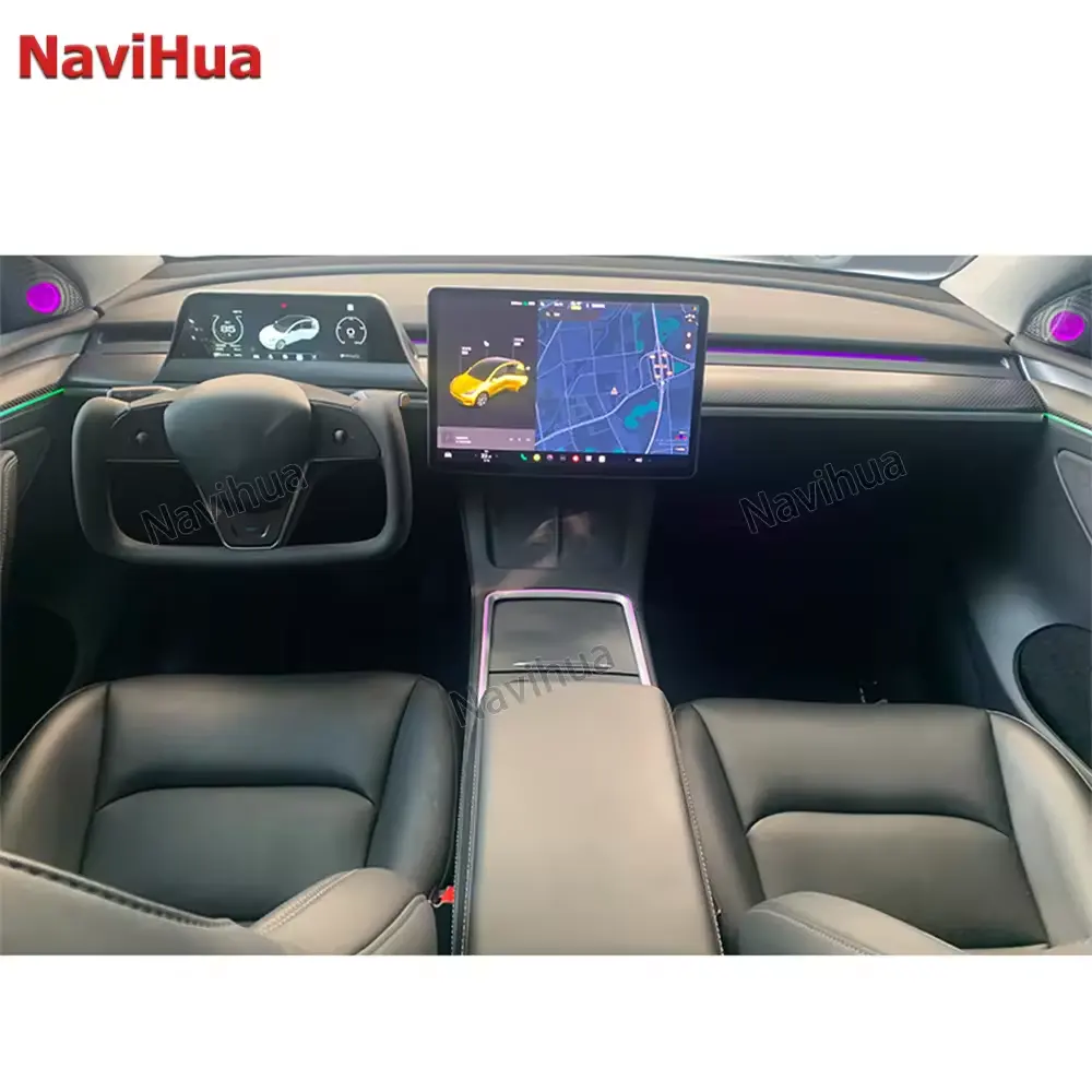 Tesla 모델 3/Y Carplay 계기 센터 콘솔 대시 보드 Carplay 안드로이드 자동 디스플레이 대시 디지털 악기 용 NaviHua