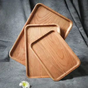 Customizable Modern Wooden Dinner Plate Rectangle Household Dishes Tray for Restaurant Service Wholesale Pack for Home Use
