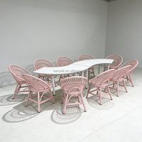 Chaise de soleil en rotin pour enfants avec table, 5 couleurs pastel (beige/blanc/rose/violet/vert) – Idéale pour les événements extérieurs et la location de mobilier enfant