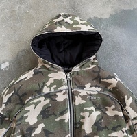 Vestes à capuche réversibles personnalisées en nylon avec fermeture éclair, doublure chaude réfléchissante 3M, design camouflage en tissu gaufré pour l'hiver