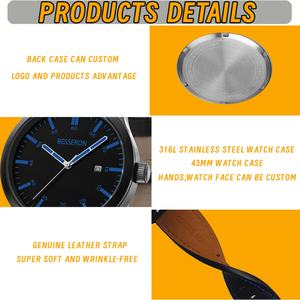 Reloj Clásico Minimalista de Cuarzo con Correa de Cuero para Hombre, Delgado, Casual de Negocios, Caja de Acero Inoxidable, Esfera de 43 mm, Pantalla Digital - Product Image 3