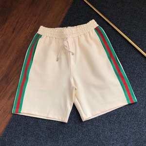 Shorts de sport vintage rayés en coton 100% de qualité supérieure, style décontracté estival, ceinture tissée Gu cci pour hommes - Product Image 2