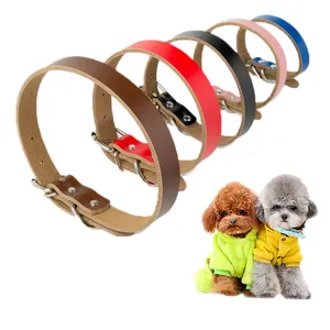 etiquetas de perro martingale collar Suppliers-Collar ajustable de cuero para perros, correa de identificación para mascotas