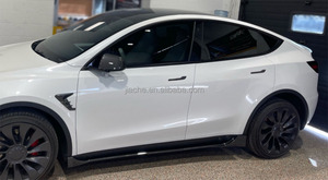 Le minigonne laterali dell'auto in fibra di carbonio proteggono i kit di protezione del paraurti per Tesla modello <span class=keywords><strong>Y</strong></span> 2021 + 4 pz/set decorazione Auto - Product Image 2