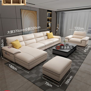 Moderno lujo nórdico sala de estar muebles de madera maciza en forma de L de cuero sofá seccional conjunto - Product Image 6