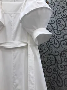 2024 primavera estate abbigliamento firmato 100% cotone Maxi <span class=keywords><strong>abito</strong></span> cintura Deco Streetwear <span class=keywords><strong>maniche</strong></span> <span class=keywords><strong>lunghe</strong></span> bianco blu <span class=keywords><strong>nero</strong></span> colori per le donne - Product Image 6