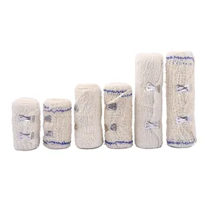 Custom Size High Elastic Medical Approved With Red Or Blue Thread Crepe Bandage For Wound