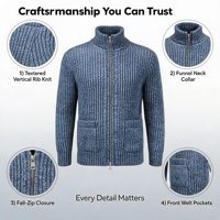 Cardigan zippé pour homme avec col en fausse fourrure amovible, double fermeture éclair, 100% polyester, hiver, OEM ODM personnalisé