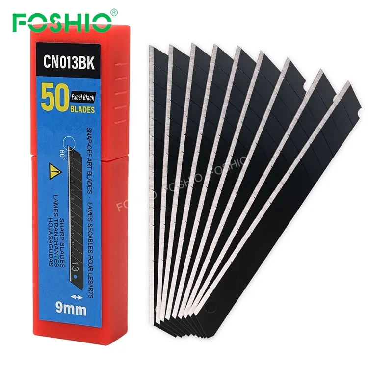 Foshio काले रंग 60 डिग्री 9mm कार्बन स्टील ब्लेड Vinyl कटर चाकू ब्लेड