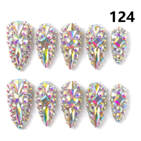 1371-1375  Kuku Palsu Buatan Tangan 10pcs Bahan Press-On Model Almond Desain Ukiran Bunga Kustom Modis Bentuk Kotak untuk Jari