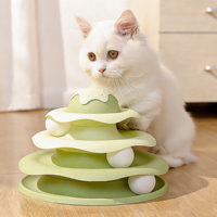Jouet pour chat en peluche moderne et écologique, motif dessin animé, étanche, avec plateau de jeu en forme de crème glacée et tourne-disque magique pour chaton - Vente chaude