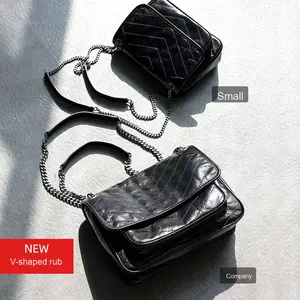 Bolso Bandolera de Cuero Encerado Retro Yangshulin de Alta Calidad para Mujer, Nuevo Bolso de Cadena de Cuero Genuino Niki, Bolso de Diseñador de Lujo - Product Image 3