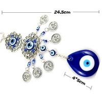 Pendentif oeil de diable bleu moderne suspendu en verre de conception turque transfrontalière pour les occasions d'anniversaire-alliage de gros