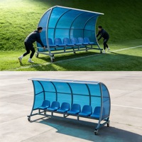 Abri pour banc de joueurs de football en acier profilé, siège personnalisé, dugout mobile pour équipe de football avec toit en polycarbonate pour stade