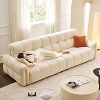 Ensemble de canapés sectionnels de luxe modernes de haute qualité en crème, meubles de salon Cloud, canapés en tissu velours doux, utilisation à la maison ou en appartement