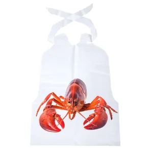 Kustom dicetak sekali Bib dewasa Bib kepiting Lobster sekali pakai Restoran plastik crawler Bib dewasa untuk pelayanan makanan