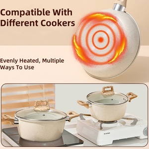 Lovfe 7 Piece Premium Kitchen Pots Maifanite Coating Nonstick <strong>Induction</strong> Saucepan <strong>Cookware</strong> <strong>Set</strong> - Product Image 2