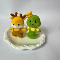 Jouet en peluche amigurumi animaux de la forêt au crochet fait main avec tissu en coton - Cadeau d'anniversaire, mini animal en peluche, porte-clés, breloques de sac