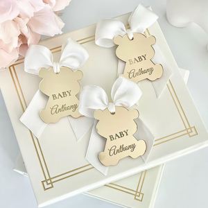 Étiquettes personnalisées en acrylique pour ours en peluche - Cadeaux de baptême, première communion, anniversaire, mariage - Durables, imperméables, pour tous les âges - Product Image 2
