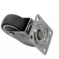 Roue pivotante de 1,5 pouce en TPE et acier inoxydable SS304 avec frein, capacité de 25 kg, rotation à 360 degrés pour chariot de meubles