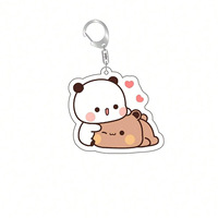 Porte-clés Anime Dudu Bubu Super Cute Couple White and Grey Couple Bear Panda Porte-clés en métal Anneau pour accessoires Sac Pendentif