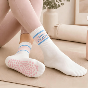 Chaussettes de yoga et de pilates personnalisées pour femmes, antidérapantes, avec logo brodé, volants et grip, idéales pour la gym et le fitness - Product Image 5