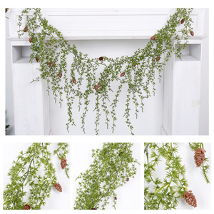 Guirlande de Noël en plastique FUYI, aiguilles de pin et lianes artificielles, 100 cm, 200 cm, pour décoration murale de la maison - Product Image 4