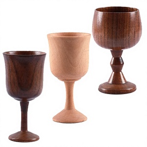 AZ ENTERPRISES Lot de 2 verres à vin en bois faits à la main, écologiques, capacité 250 ml, design rond classique pour cocktails - Product Image 2