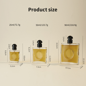 Flacon de <span class=keywords><strong>parfum</strong></span> vide en verre transparent de luxe rechargeable avec logo personnalisé, 30/100 ml, avec pulvérisateur à pompe et capuchon en dôme noir mat - Product Image 2