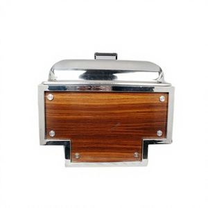 Nouveau réchaud rectangulaire en acier inoxydable au design moderne avec panneau en bois, finition argentée, équipement de maintien au chaud, bon prix - Product Image 1