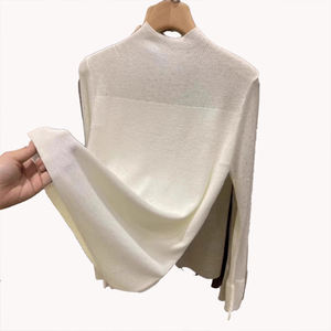 Pull en laine douce élégant de haute qualité à col montant orné de strass pour femmes Automne Hiver Nouvelle arrivée Mode - Product Image 1