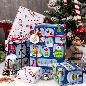 Christmas Theme Gift <b>Wrapping</b> <b>Paper</b> Double-Sided Art <b>Paper</b> 120GSM Recyclable for Holiday Packaging - Product Image 1