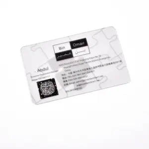 Impression personnalisée carte de visite en plastique PVC