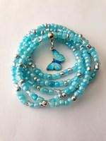 Chaîne de taille personnalisée avec breloque papillon en cristal et perles de rocaille, bijou de corps pour le ventre, grande taille, ceinture de plage estivale