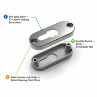 Cache-cylindre de serrure en alliage de zinc pour quincaillerie de fenêtre et de porte en aluminium – Accessoire de fixation disponible