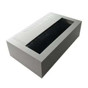 Boîte en carton d'emballage de papier rigide magnétique articulé personnalisé avec couvercle transparent