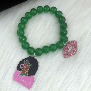 Conjunto de Joyería con Dijes de Corazón, Amor, Labios y Chica Bonita, con Cuentas Elásticas Rosas y Verdes, Estilo Griego, para Zapatos de Tacón Alto - Product Image 4