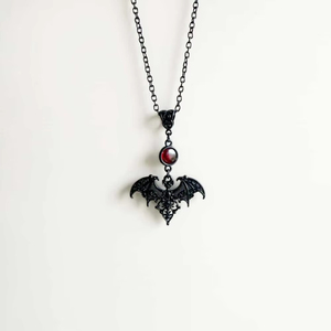 Collar con Colgante de Murciélago Negro y Cristal Rojo Gótico al por Mayor para Mujer, Joyería Satánica Pagana de Brujería para Fiesta de Halloween, Regalos - Product Image 2
